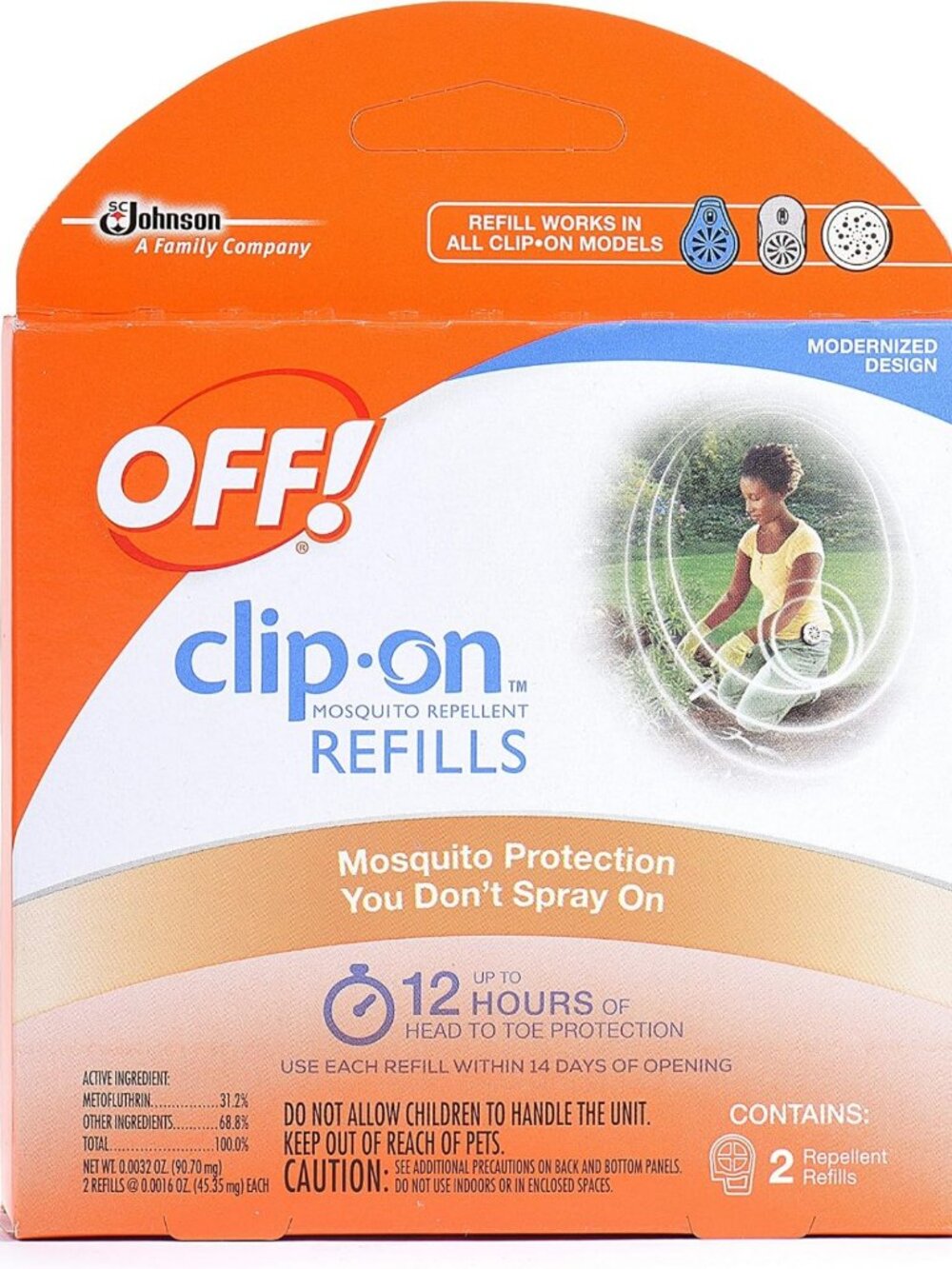 Clip-On Mosquito Repellent Refill - 12 Hour Protection, 2 Pack, Outdoor